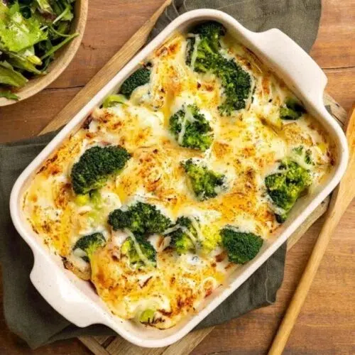Gratin de brocoli et pommes de terre à la tomme franc-comtoise