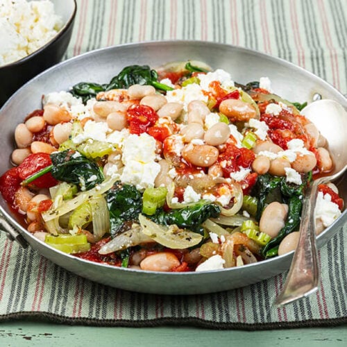 Haricots blancs aux tomates epinards et feta