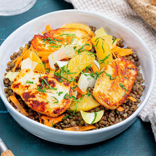 Salade de lentilles halloumi orange et endive