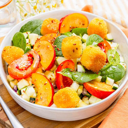 Salade de scamorza panee courgette et nectarine 16925