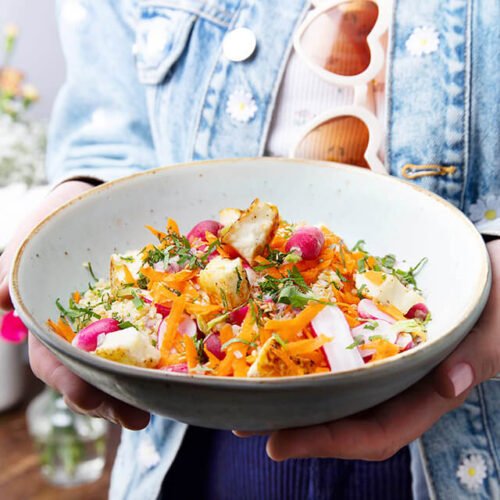 Taboule chypriote au halloumi grille et radis rouges menthe
