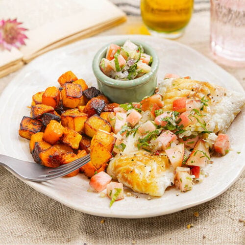 Poisson blanc selon arrivage et condiment au kaki et gingembre