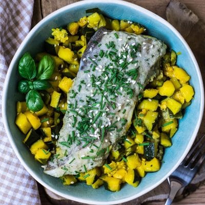 Accueil 44 Dos de cabillaud et sauté de courgettes